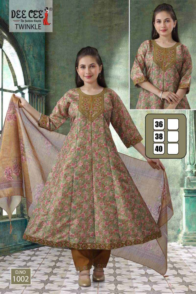 Deecee Twinkle Stylish Roman Silk Flared Kurti Sets Collection