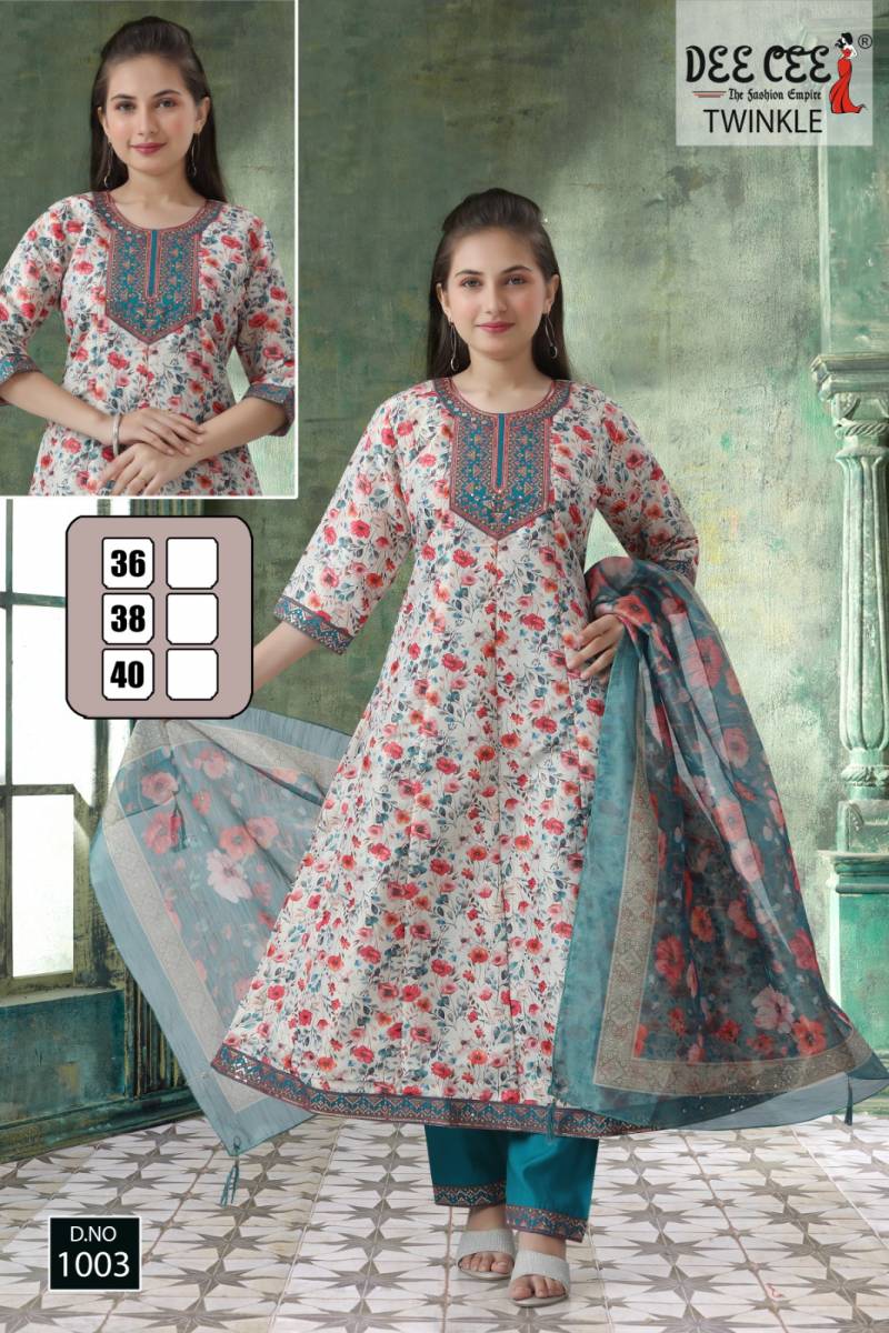 Deecee Twinkle Stylish Roman Silk Flared Kurti Sets Collection