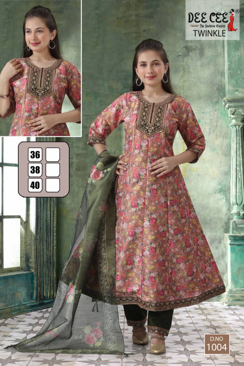 Deecee Twinkle Stylish Roman Silk Flared Kurti Sets Collection