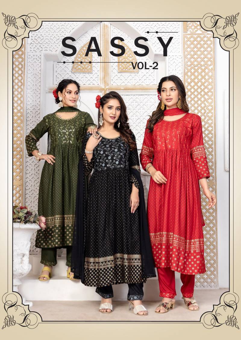 Master Sassy Vol 2 Rayon Gold Printed Kurti Bottom With Dupatta