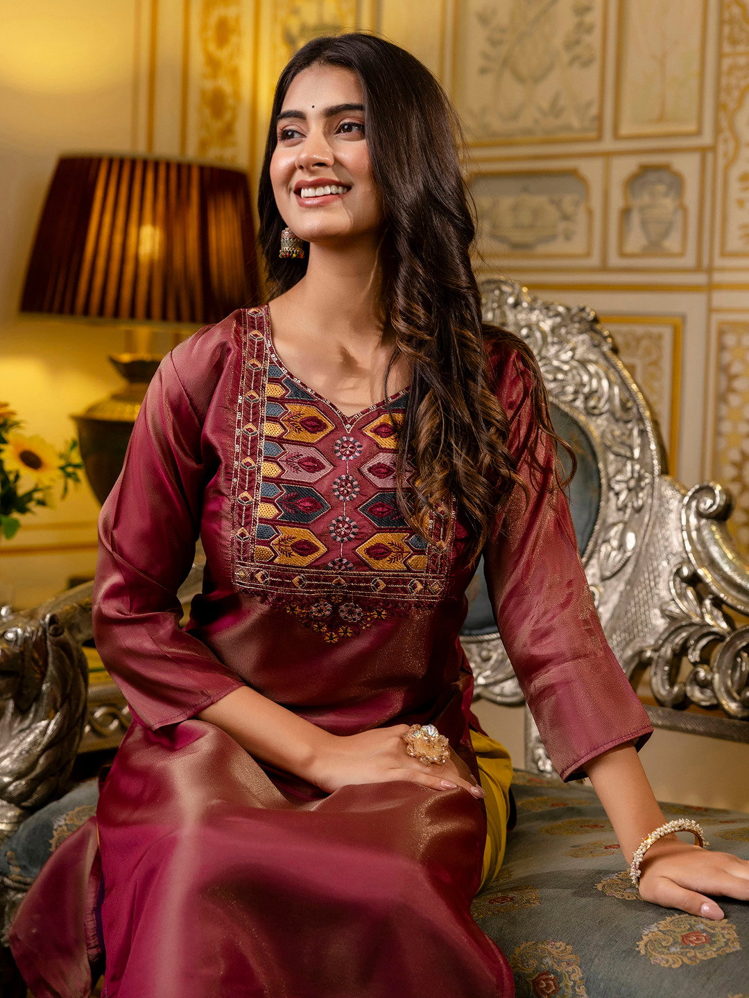 VredeVogel Venice Gold Silk Kurti Collection