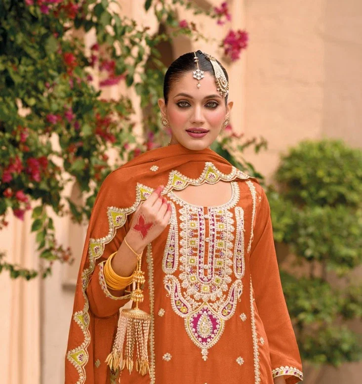 Super Hit 701 D To F Chinon Embroidered Salwar Suits Collection