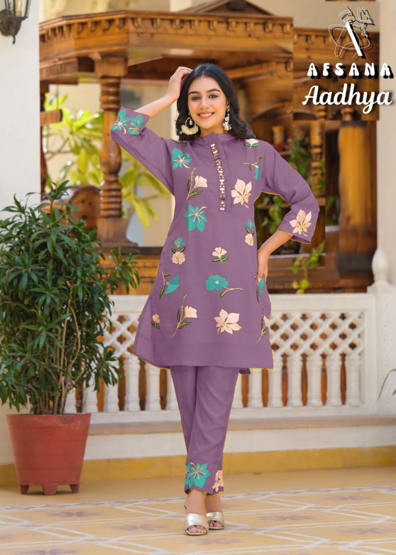 Afsana Aadhya Roman With Embroidered Co Ord Set Collection