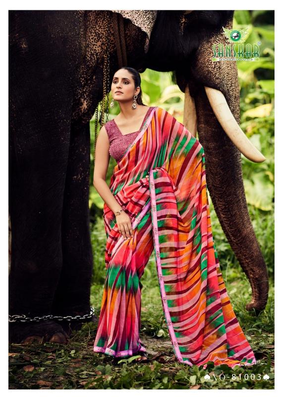Sanskar Autograph Bember Georgette Fancy Saree Collection