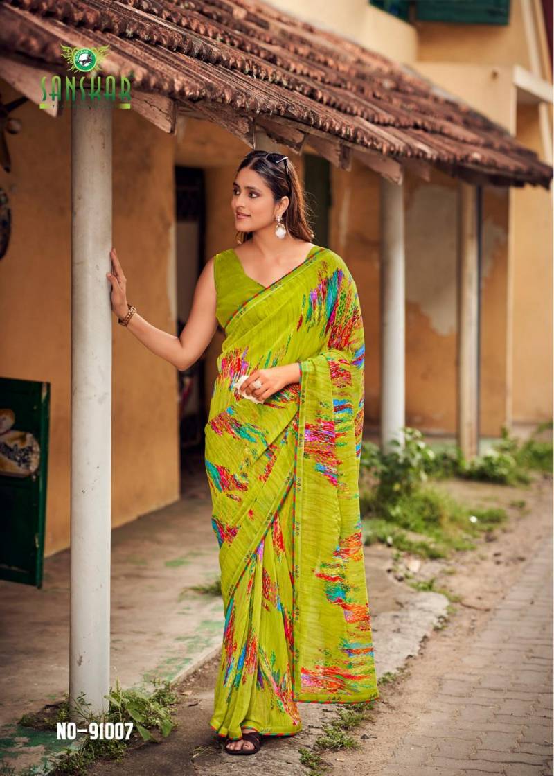 Sanskar Yashoda Georgette Digital Printed Saree Collection