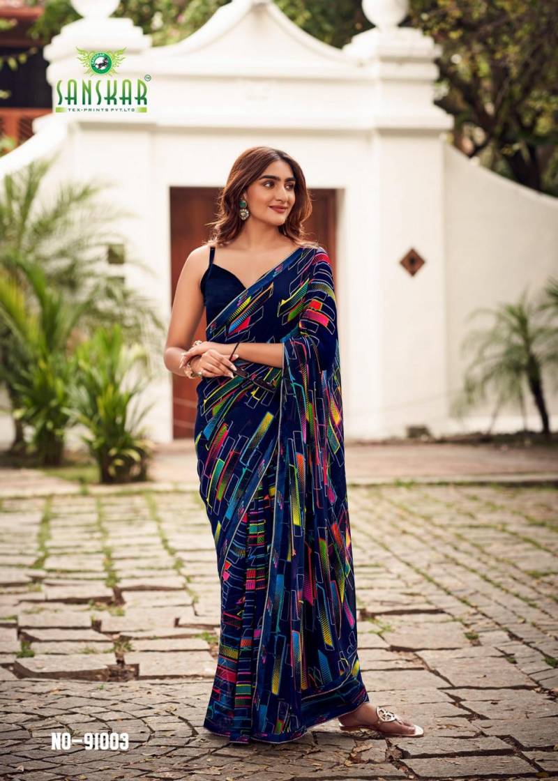 Sanskar Yashoda Georgette Digital Printed Saree Collection