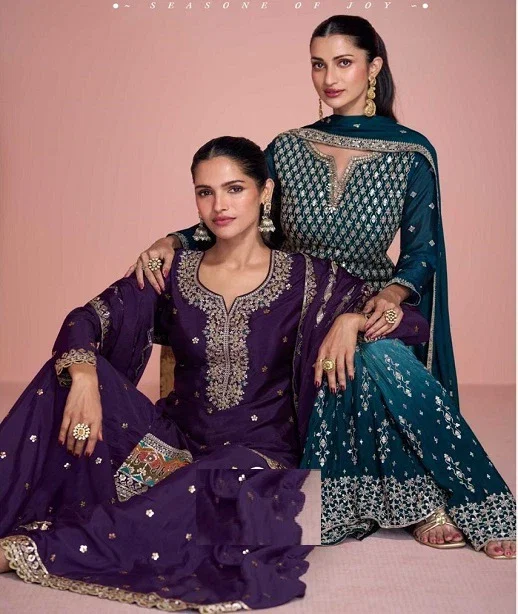 Zoha 5771 To 5773 Chinon Silk Embroidered Salwar Suits Collection
