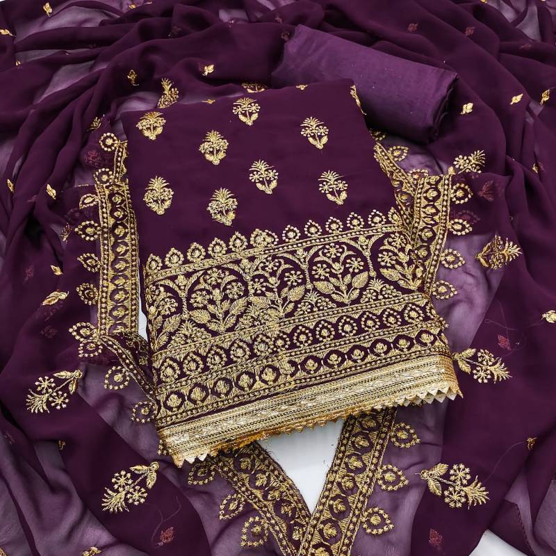 Color Set 7007 A Georgette Embroidered Dress Material Collection