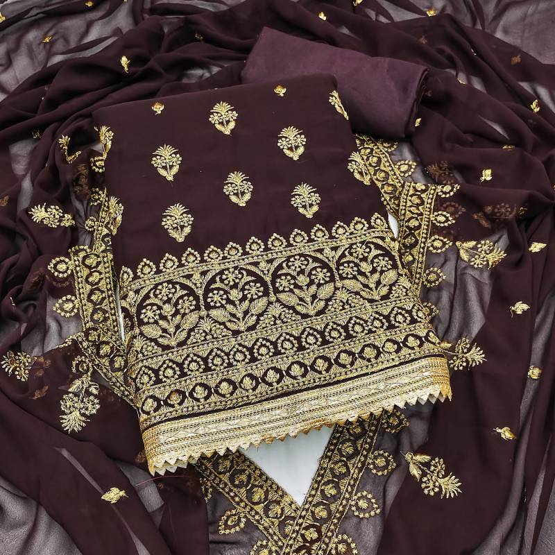 Color Set 7007 A Georgette Embroidered Dress Material Collection