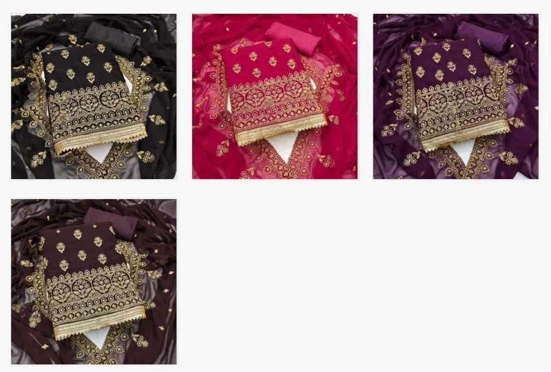 Color Set 7007 A Georgette Embroidered Dress Material Collection