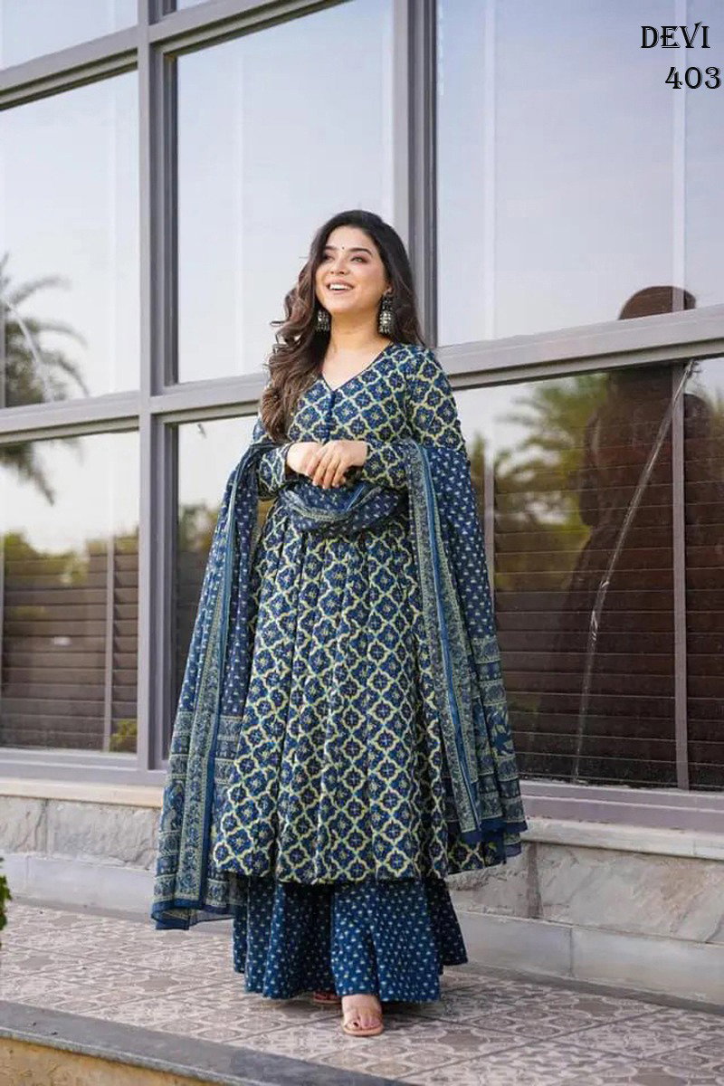 Devi Vol 4 Cotton Silk Digital Printed Flaired Gown Collection
