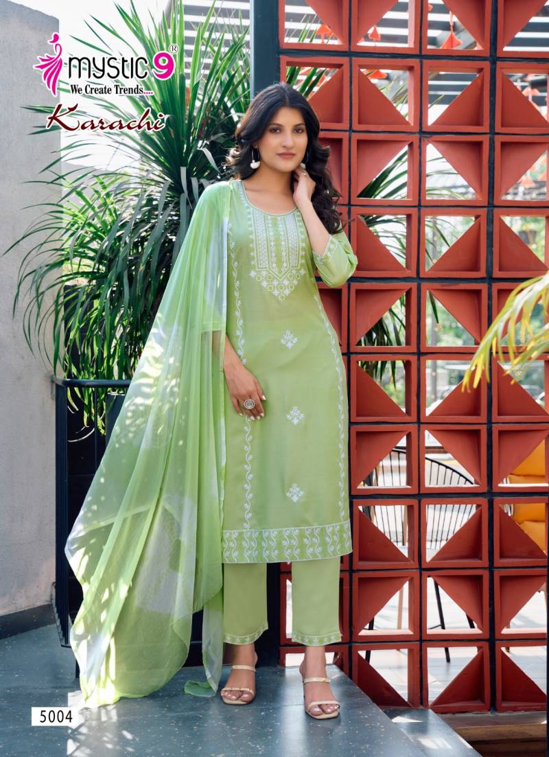 Mystic 9 Karachi Vol 5 Rayon Kurti Bottom With Dupatta Collection