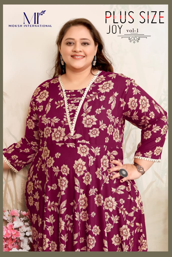 Moksh Plus Size Joy Vol 1 Rayon Long Kurti Collection