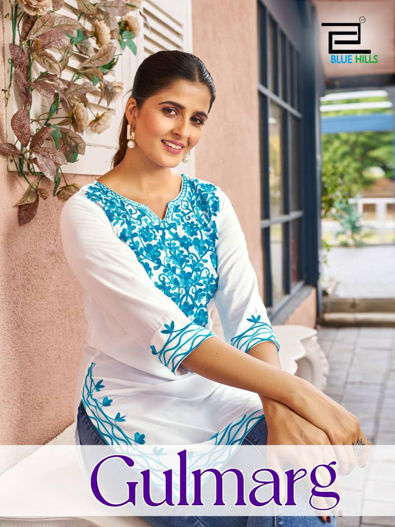 Blue Hills Gulmarg Rayon Woolen Work Side Cut Short Kurti