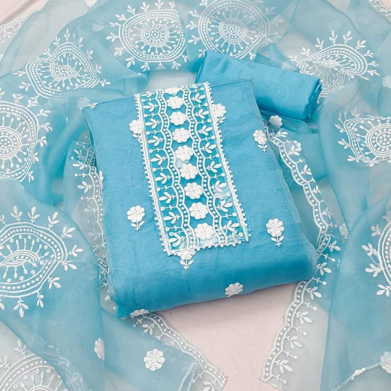 Color Set 9019 Embroidered Organza Dress Material Collection