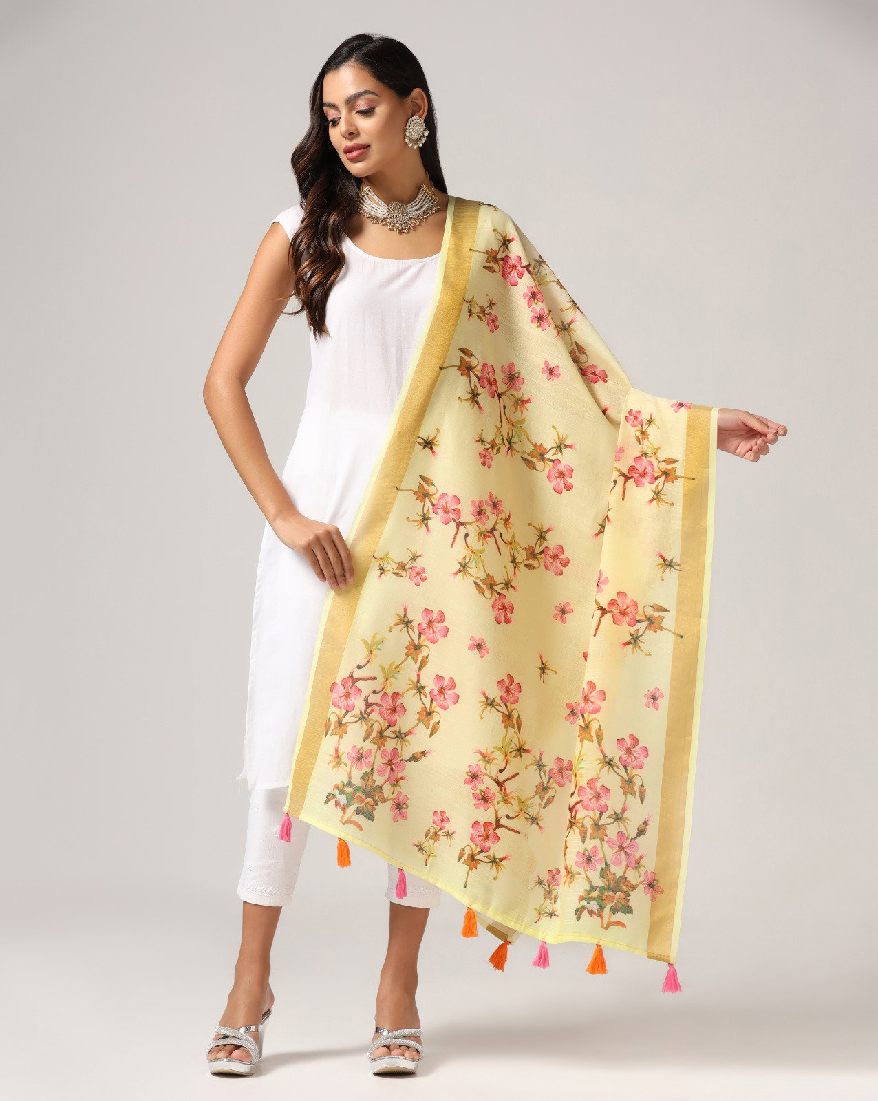 James  8 Linen Zari Patta dupatta Collection