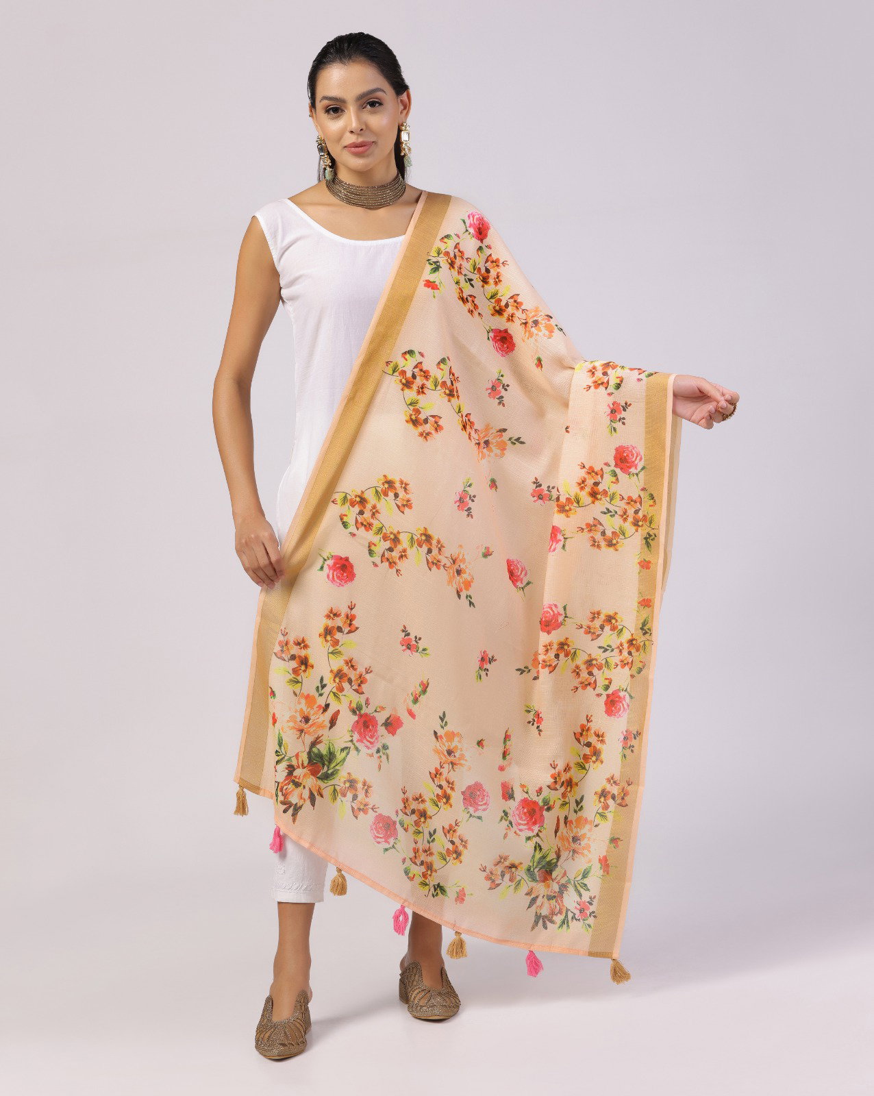 James  8 Linen Zari Patta dupatta Collection