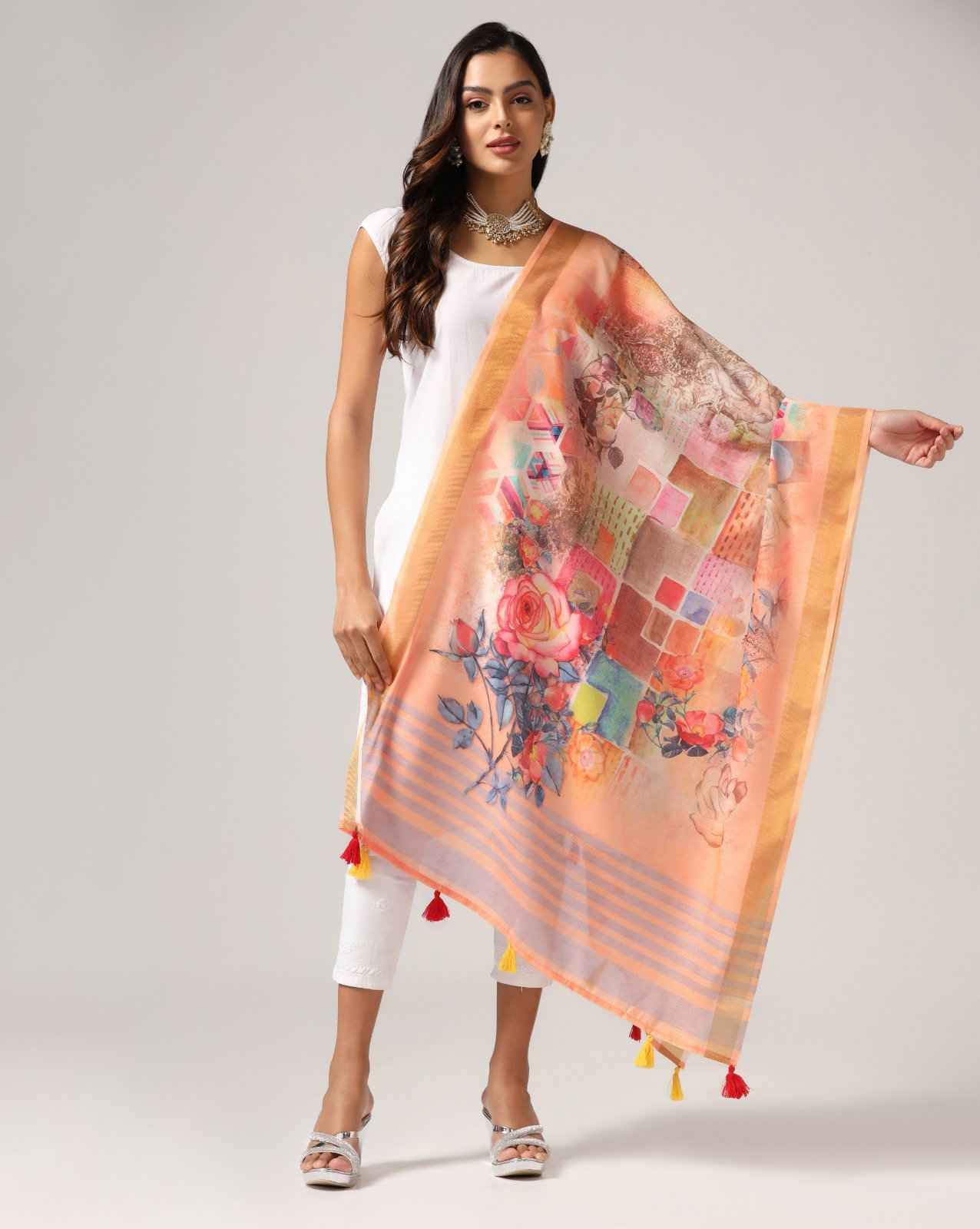 James  8 Linen Zari Patta dupatta Collection