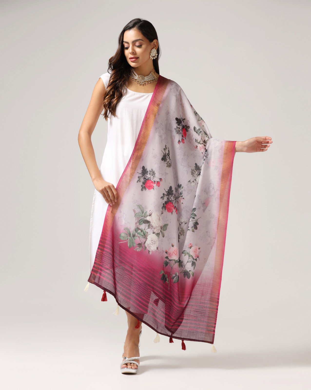 James  8 Linen Zari Patta dupatta Collection