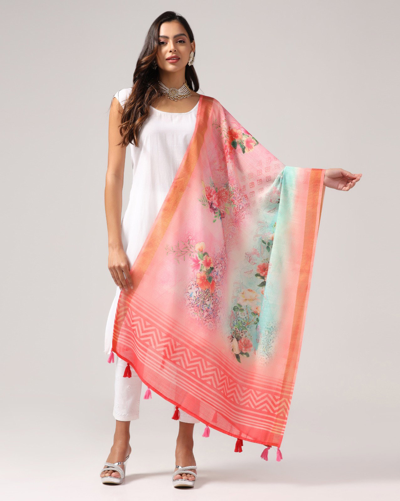 James  8 Linen Zari Patta dupatta Collection