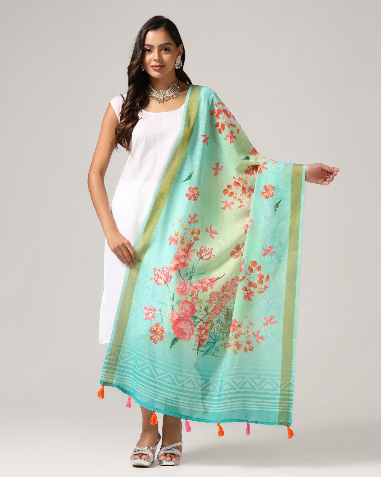 James  8 Linen Zari Patta dupatta Collection