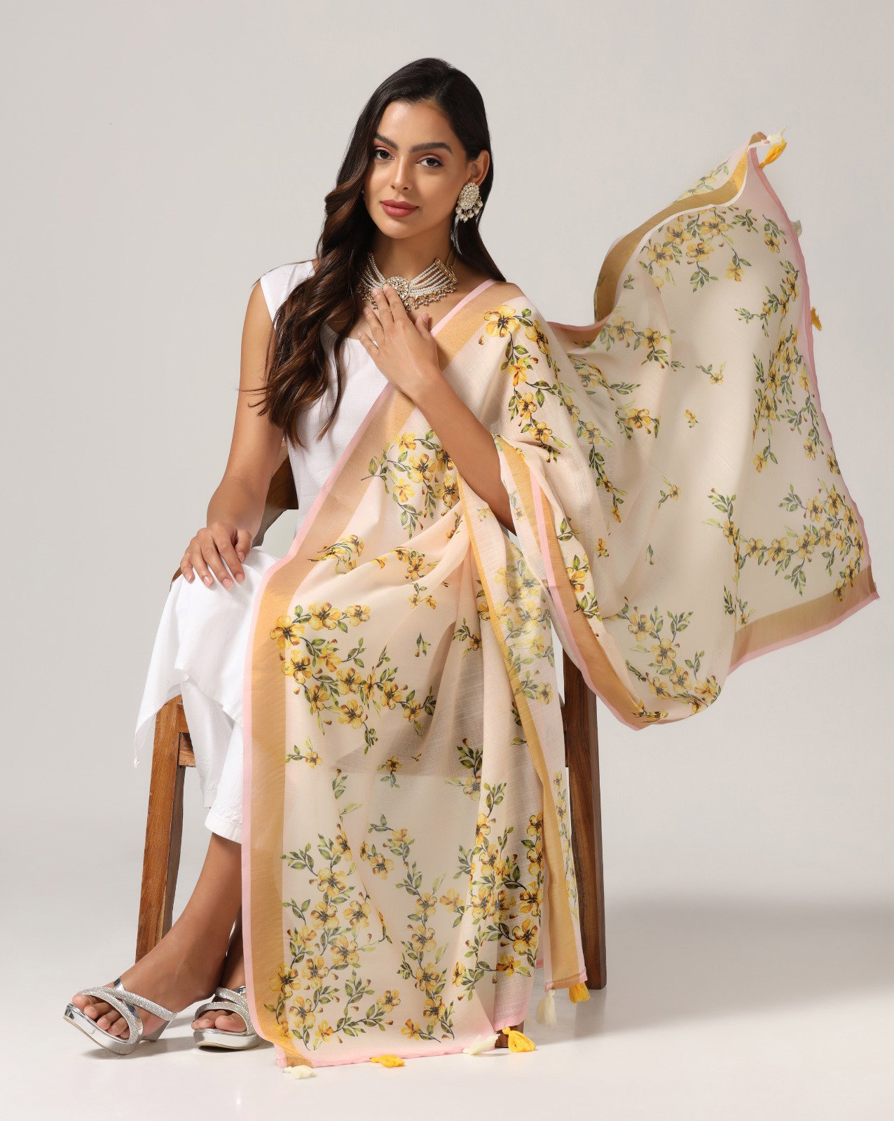 James  8 Linen Zari Patta dupatta Collection