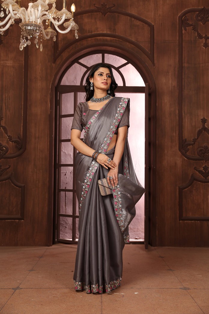 Sundari Party Wear Double Sequnce Worked Jimmy Chhoo saree with Un Stitched Blouse 