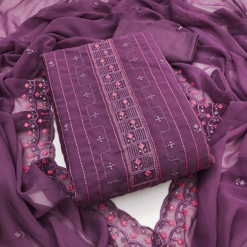 Color Set 9027 Georgette Sequence Worked Dress Material
