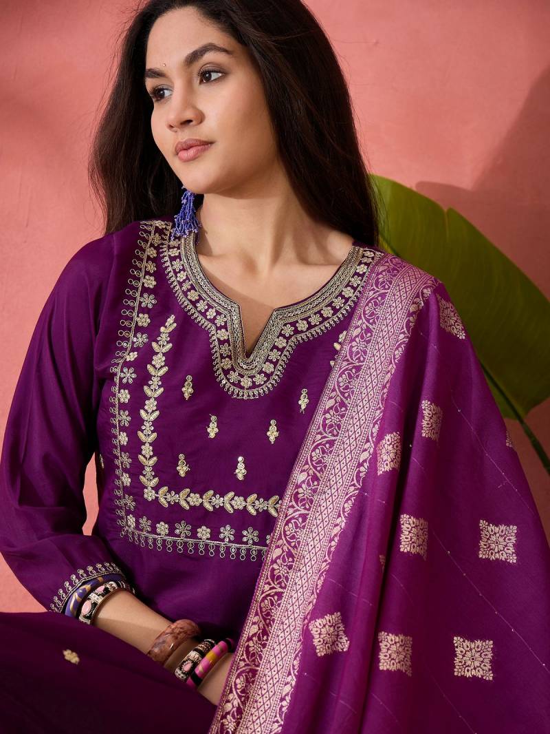 Color Set 8507 Beautiful Roman Silk Kurti Bottom With Dupatta