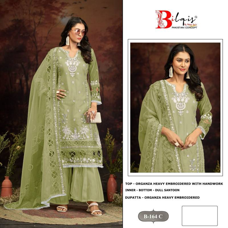Bilqis B 164 C To F Organza Pakistani Salwar Kameez Collection