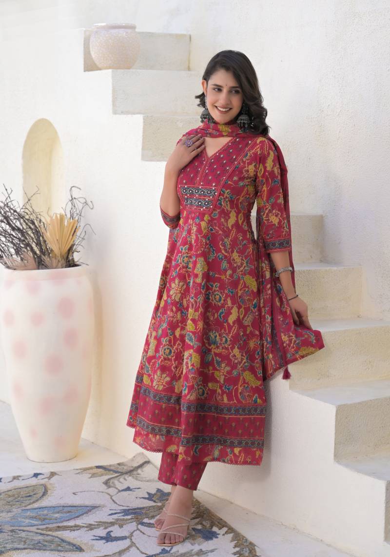 Tanyaa P 200 Cotton Printed Anarkali Styled Kurti Sets Collection