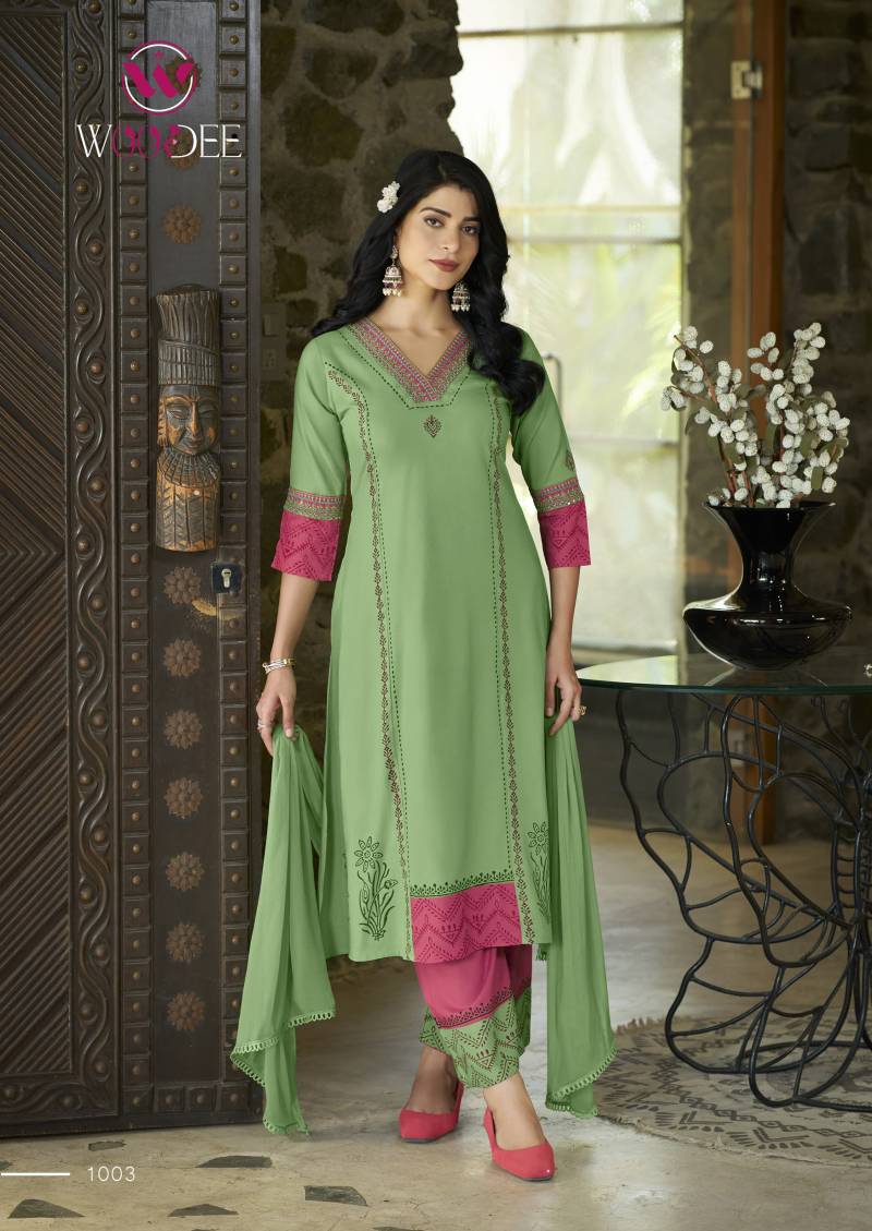 Woodee Tamanna Rayon Thread Work Readymade Collection