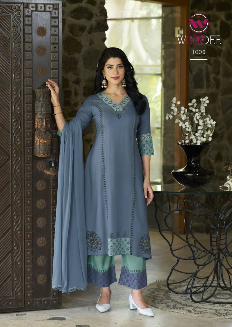 Woodee Tamanna Rayon Thread Work Readymade Collection