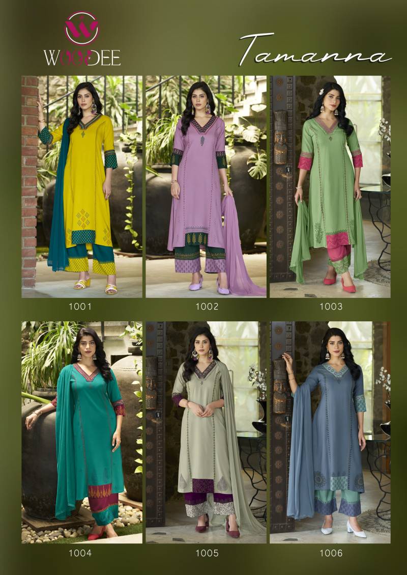 Woodee Tamanna Rayon Thread Work Readymade Collection