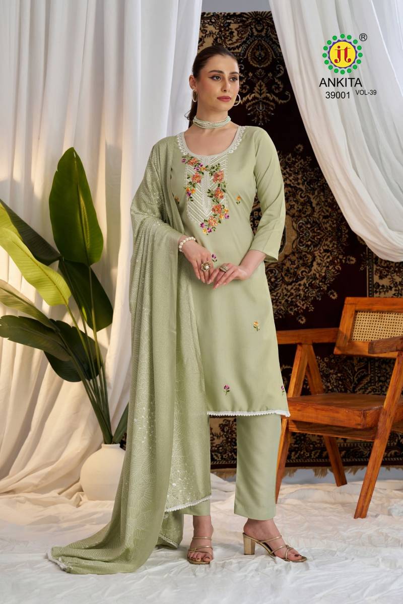 Jt Ankita Vol 39 Rayon Printed Dress Material Collection