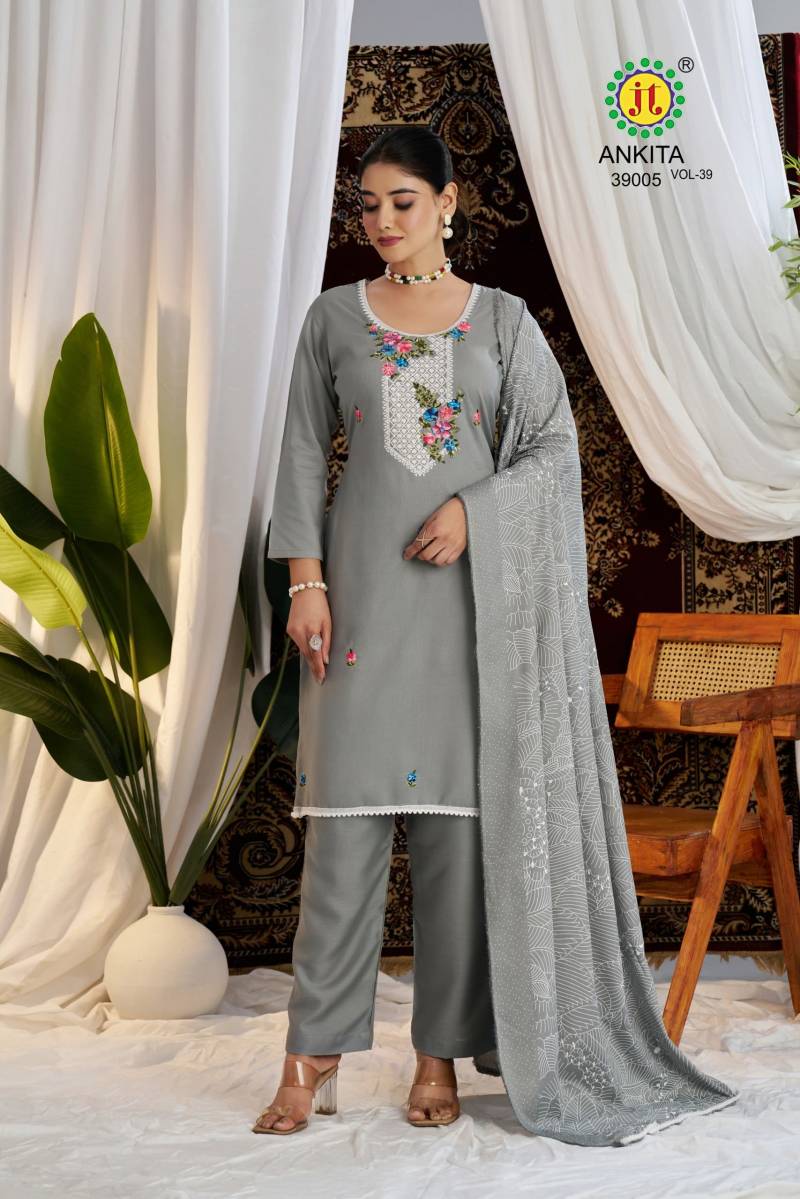 Jt Ankita Vol 39 Rayon Printed Dress Material Collection