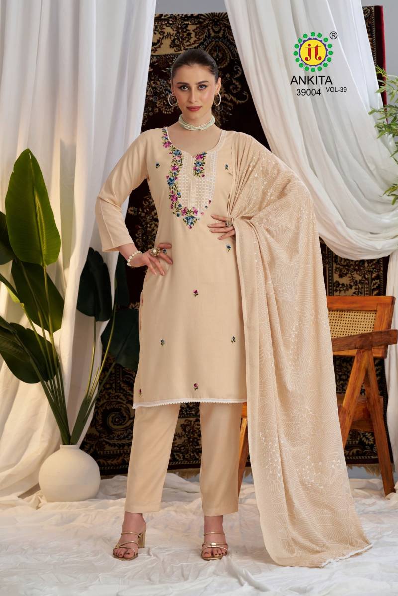 Jt Ankita Vol 39 Rayon Printed Dress Material Collection