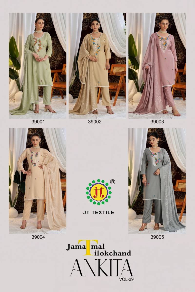 Jt Ankita Vol 39 Rayon Printed Dress Material Collection
