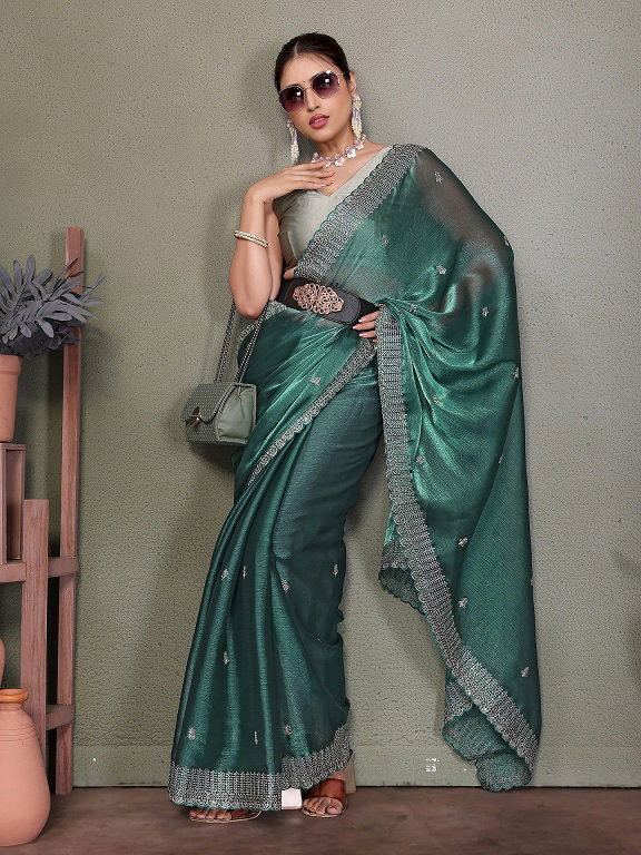 Jalpari Party Wear Sequence Embroidery Worked Jimmy Chhoo Saree with Un Stitched Blouse  