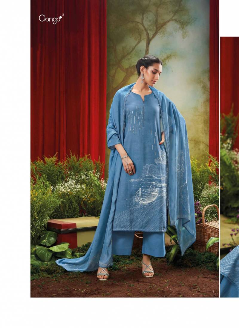 Ganga Veda Pattern Printed Embroidered Salwar Suit Collection