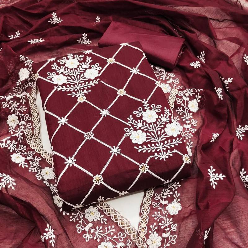 Color Set 9035 Embroidered Chanderi Cotton Dress Material Collection
