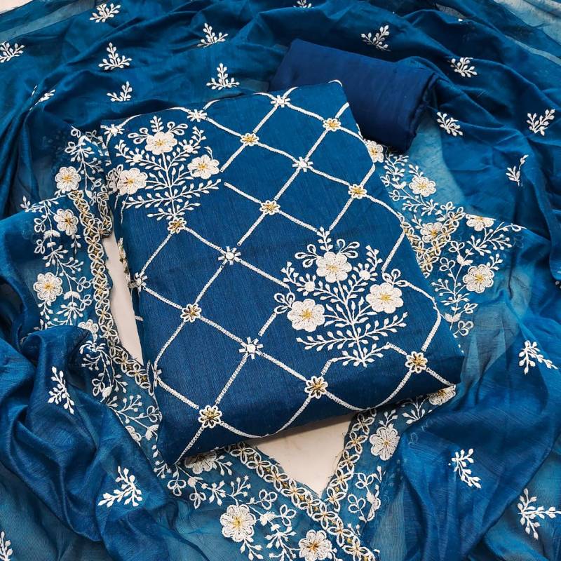 Color Set 9035 Embroidered Chanderi Cotton Dress Material Collection