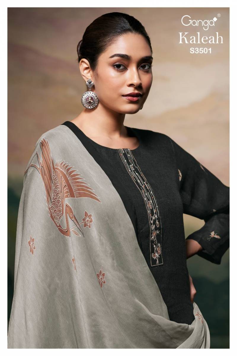 Ganga Kaleah Linen Printed Embroidered Salwar Suit Collection