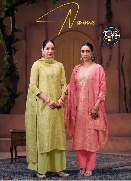 Four Dots Naina Viscose Organza Jacquard Dress Material Collection