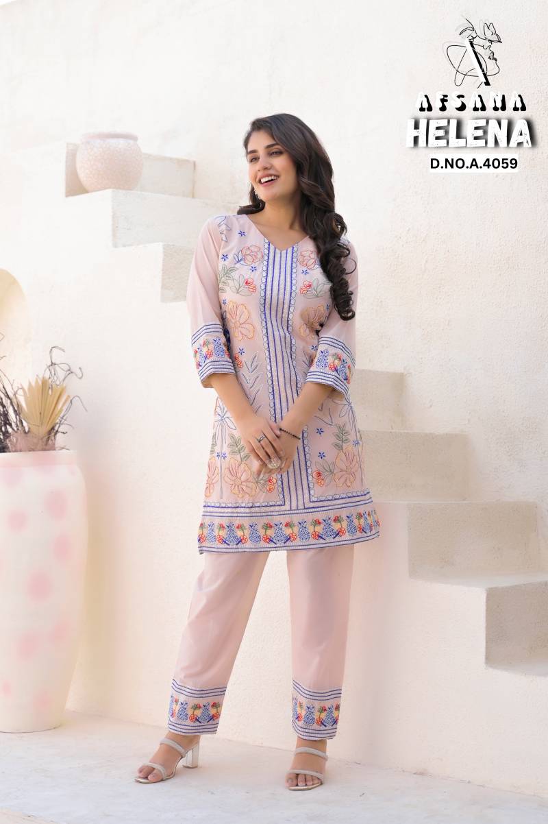 Afsana Helena Cotton With Embroidered Co Ord Set Collection