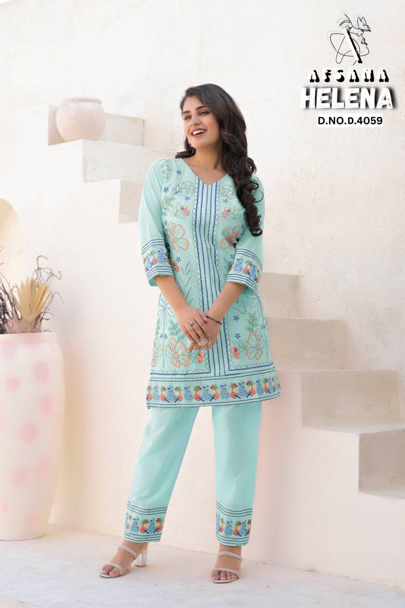 Afsana Helena Cotton With Embroidered Co Ord Set Collection