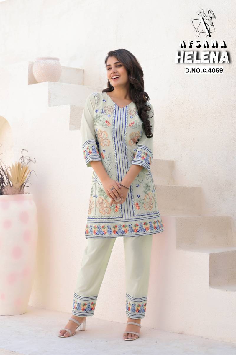 Afsana Helena Cotton With Embroidered Co Ord Set Collection