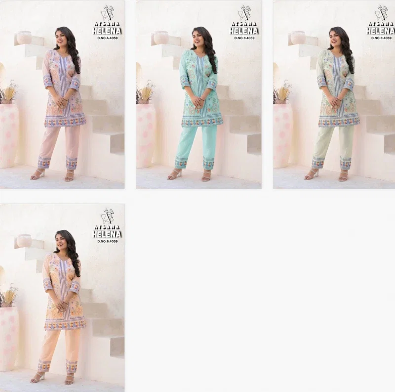 Afsana Helena Cotton With Embroidered Co Ord Set Collection