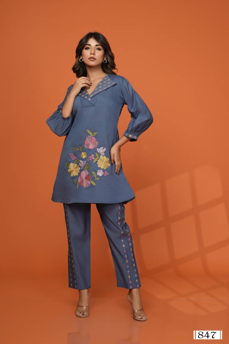 Afs 846 And 847 Fancy Roman Silk Co Ord Sets Collection