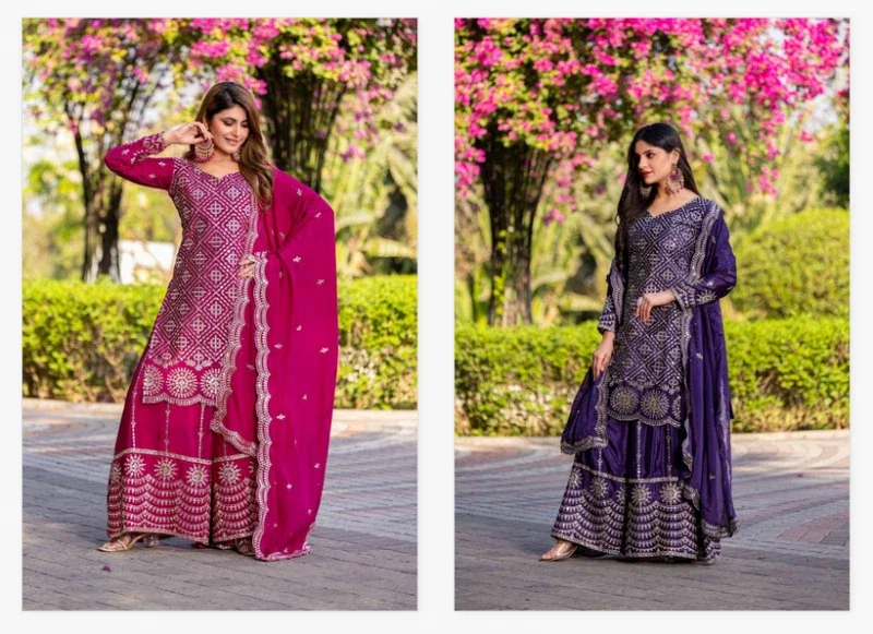 Luna Vol 40 Designer Chinon Embroidered Salwar Suits Collection